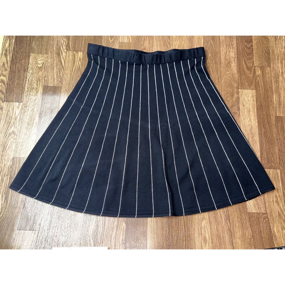 Jules & Leopold Studio Black Pinstripe Knit A-Line Skirt XL CHU43630